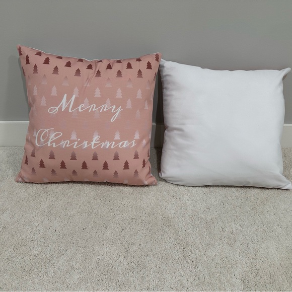 2 Pink Merry Christmas Pillows - Picture 2 of 3